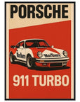 Porsche 911 Turbo Mporsche 911 turbo classic racing poster showcasing a vintage racing car design.