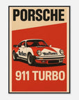 Porsche 911 Turbo Mporsche 911 turbo classic racing poster featuring a vintage design with Marlboro branding.