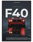 ferrari - f40 - legend - iconic - red - supercar - poster - SKANDINAVER